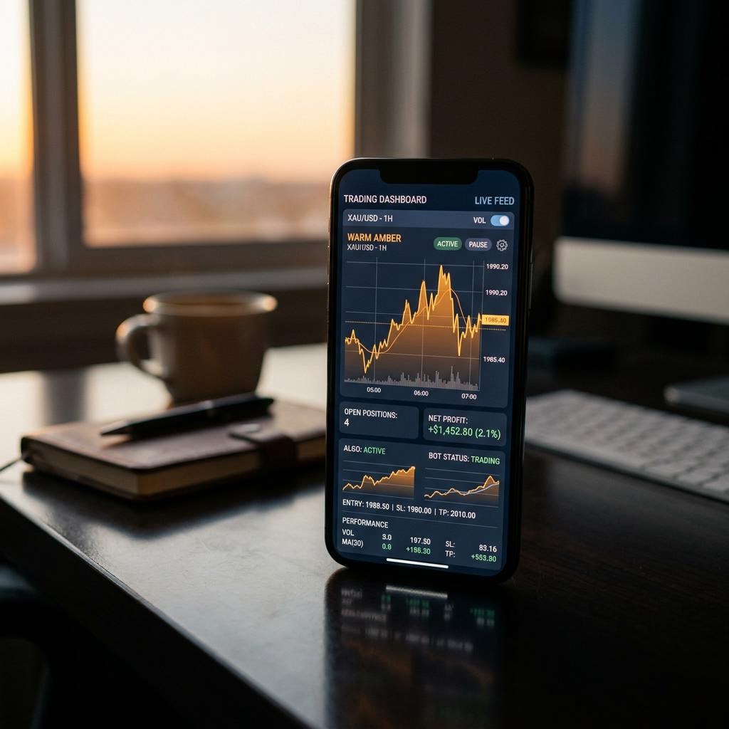 Faucon Investoire AI crypto trading platform interface on a mobile device